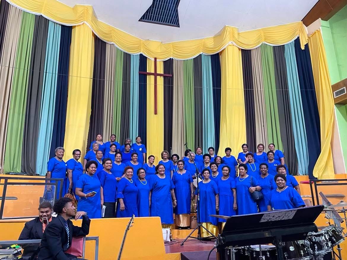 The Mount Zion Cathedral choir and congregation in worship
